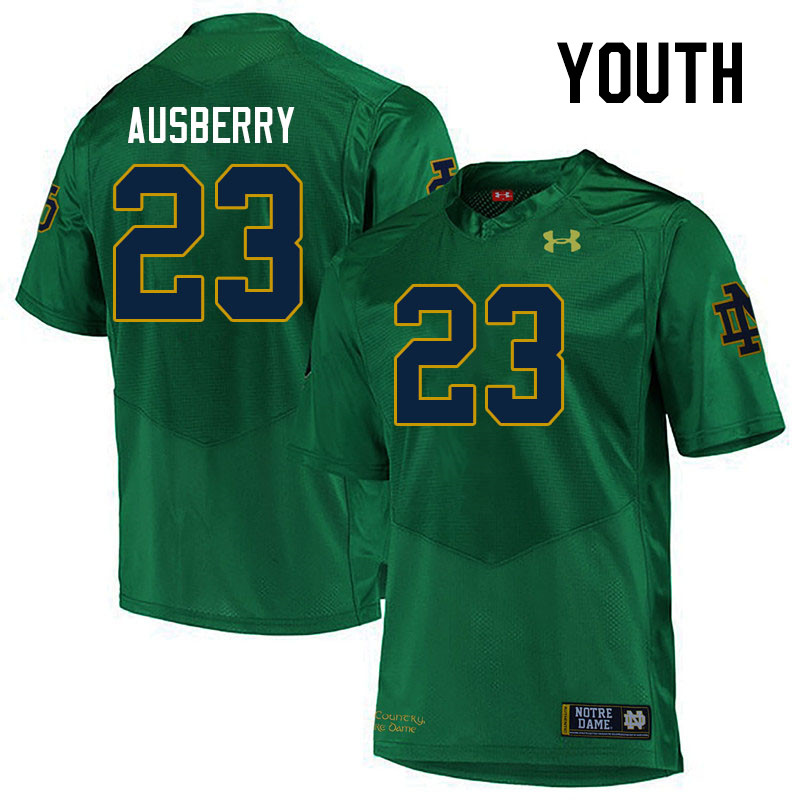 Youth #23 Jaiden Ausberry Notre Dame Fighting Irish College Football Jerseys Stitched-Green - Click Image to Close